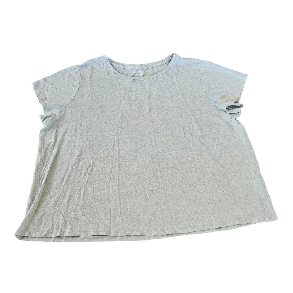 Eileen Fisher Organic Linen Knit Top Sage Green Short Sleeve Crew Neck 2X